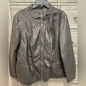 Alfani Women’s Faux Leather Black Zip Jacket, 2XL